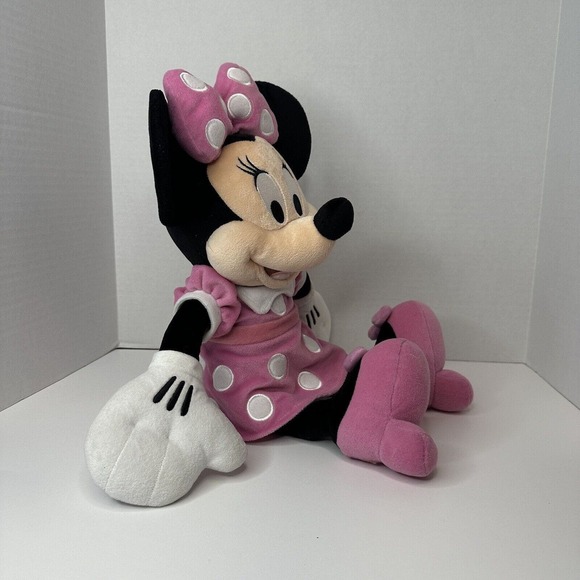 Disney Minnie Mouse 16" Medium Stuffed Animal/Plush, Pink White Polka Dot Dress - Picture 7 of 10